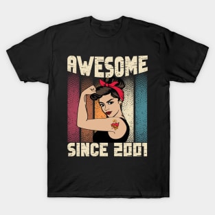 Awesome since 2001,21th Birthday Gift women 21 years old Birthday T-Shirt